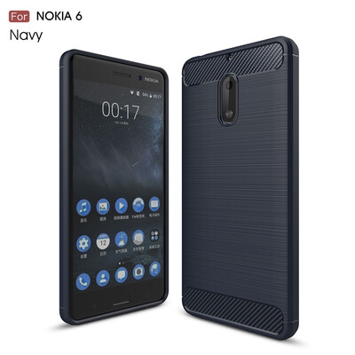 

Fivice Nokia 6 case Luxury brushed carbon fiber TPU soft shell