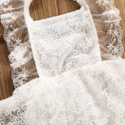 

Summer Newborn Kids Baby Girls Strap Floral Lace Romper Dress Sundress 0-24M