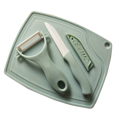 

3pcs Kitchen Knife Set Fruit Knife Peeler Paring Knife Cutting Board Melon Planer Chopping Board