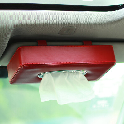 

leather tissue box tray car-mounted sunroof visor paper box creative chair back-mounted napkin send paper red