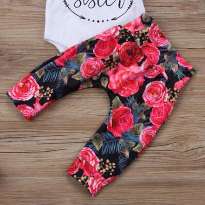 

Adorable Toddler Baby Girls Tops Romper Flower Pants 3Pcs Outfits Set Clothes