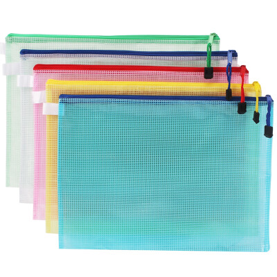 

Tango TANGO A4 waterproof mesh file bag PVC mesh zipper bag information bag 12 bag color random delivery