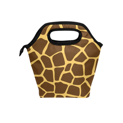

Lunch Bag Leopard Grain Tote Travel Picnic Insulated Handbags Portable Zipper Lunch Bag Box