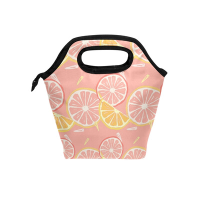 

Lunch Tote Bag Orange Piece Travel Picnic Insulated Lunch Handbags Portable Zipper Lunch Bag Box