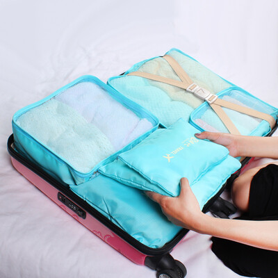 

Xin Qin wash bag bag luggage clothing finishing bag travel home storage package 6 sets sky blue