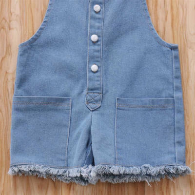 

UK Newborn Baby Girls Denim Romper Bodysuit Jumpsuit Pants Outfits Set Clothes