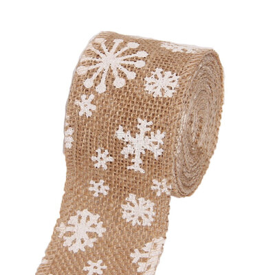 

UpperX Linen ribbon roll Vintage Decor Snowflake pattern DIY craft ribbon for crafts Scrapbooking Gift wrapping Xmas decor 100x4cm