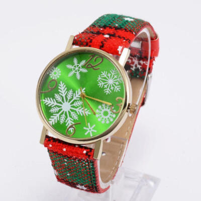 

New Womens Christmas Quartz Watch Leather Strap Belt Table Alloy Wrist Watch LA