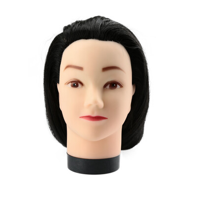 

23" Black Hairdresser Training Head Dummy Model with Long Hair Hairdressing Styling Practice Head Model with Clamp