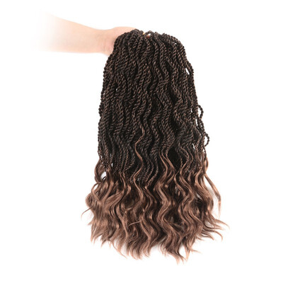 

3Packs 14inch Senegalese Twist Crochet Hair Wave Synthetic Crochet Braiding Hair Curly Ends Hair Extensions