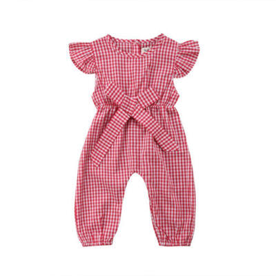 

Toddler Infant Baby Girl Plaid Check Bow Rompers Jumpsuit Bodysuit Kids Clothing