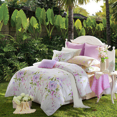 

Mercury Home Textiles (MERCURY) Хлопчатобумажная саржа из четырех частей Лилия-фея-фургон с двойной 1,5-метровой простыней 4 комплекта