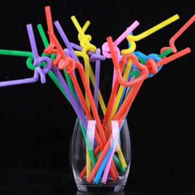 

100Pcs Extra Long Flexible Plastic Drinking Straws Party Bar Drinking Supplies
