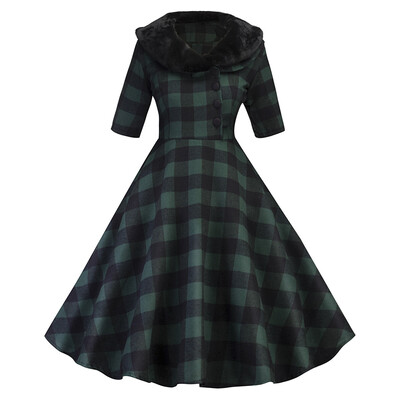

Vintage Plaid Fit&Flare Dress