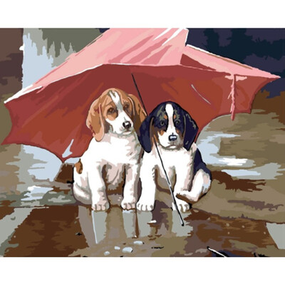 

UpperX Lovely Cute Dogs Series DIY Oil Painting By Numbers Puppy Doggie Hand Painted Frameless Paint