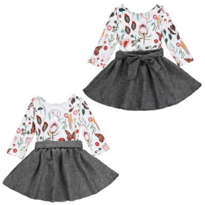 

AU Kid Baby Girl Floral Party Outfits Clothes T-shirt TopsSkirts Dress 2pcs Set