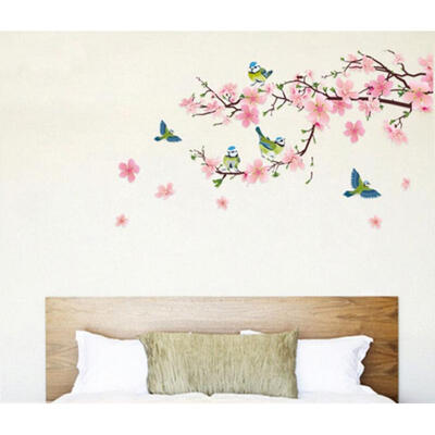 

Removable Peach Plum Cherry Blossom Flower Butterfly Mural Wall Decal Sticker