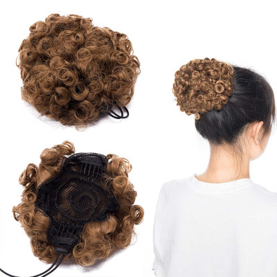 

Afro Bun Extension Puff Ponytail Chignon Hairpiece With Drawstring Afro Kinky Curly Wrap Messy Updo Synthetic For Women