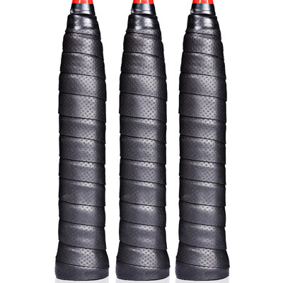 

Pretty jersey badminton beat pressure handballs tennis racket sweat banded fish pole handle leather black 3