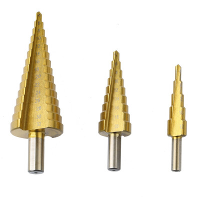 

3Pcs Large HSS Steel Step Cone Drill Titanium Bit Set Hole 4-12/20/32mm Dint Hot Sale Power Tools HIgh Speed Metal Drilling