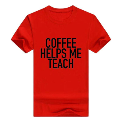 

Coffee Helps Me Teach - Funny Teaching Men Cotton T-Shirt