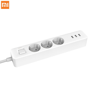 

New arrival Original Xiaomi Mijia Power Socket Strip 3 Sockets 3 USB port Big Plug Extension Patch Board for home