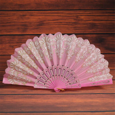 

Wedding Spanish Dance Style Dance Party Lace Silk Folding Hand Held Flower Fan