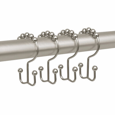 

Outdoor 12PCS Rustproof Shower Curtain Ring Stainless Steel Double Glide Shower Hook