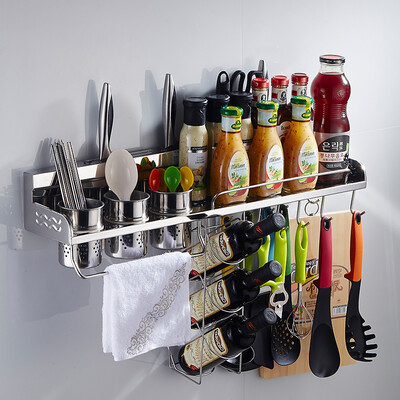 

Thousands of thousands of welcome QEQX SUS304 stainless steel kitchen racks storage rack knife rack seasoning rack 70CM three chopsticks tube with basket F703-G