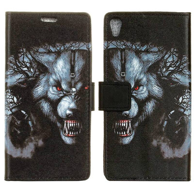 

MOONCASE Alcatel 1 Painted Leather Case - Black Wolf