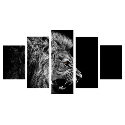 

UpperX Canvas Print 5 Pieces Separation Painting Deco Wall Chart For Home Office-Lion 30X40 60 80Cm
