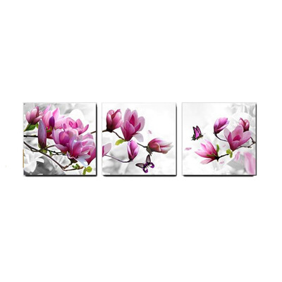 

UpperX Unframed Modern Abstract Cloth Print Painting Picture Wall Mural Hanging Decor3Pcs Magnolia Flower