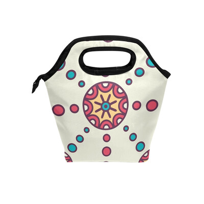 

Insulated Lunch Tote Bag Dot Circle Travel Picnic Lunch Handbags Portable Zipper Lunch Bag Box