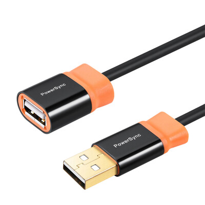 

(PowerSync) CUB2KCRF0010 USB2.0 A male TO A mother computer data extension line two-color round black with orange crown King Edition