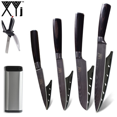 

XYj 7Cr17 Stainless Steel Kitchen Knife Beauty Pattern Blade Best Cooking Knife Kitchen Scissor Knife Holder