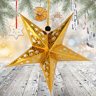 

Qingwei Christmas Decoration Christmas Tree Top Star Christmas Gift Pentagram Pendant New Years Day New Year Venue Mall Window D