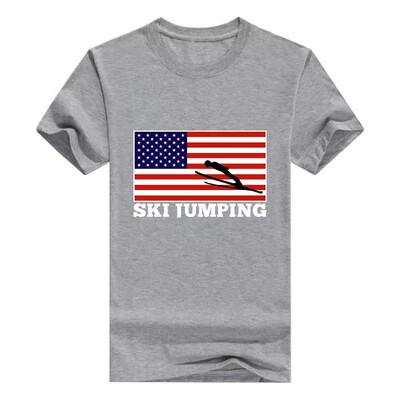 

American Pride Ski Jumping United States Flag Short Sleeve T-Shirt