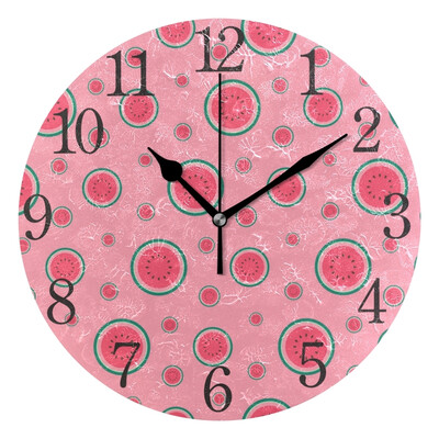 

Wall Clock Arabic Numerals Design Watermelon Background Round