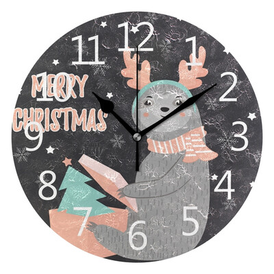 

Wall Clock Arabic Numerals Design Christmas Card With Funny Sloth Round