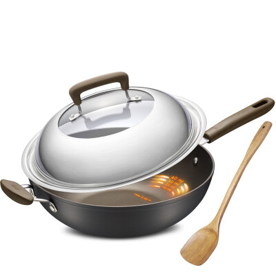 

Ai Shi Da 28CM oil you control the new non-stick wok CL28Y3WT non-stick no smoke wok Induction Cooker fire universal