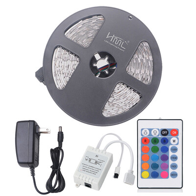 

HML 5M 72W 5050 RGB LED Strip Light with 24 Keys Remote Control And US Adapter