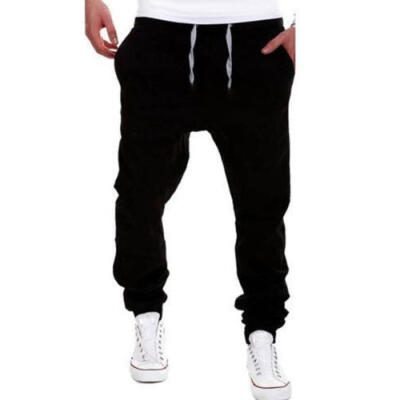 

Mens Pants Solid Color Elastic Cross Sweatpants Boy Trousers Long Pants GYTH