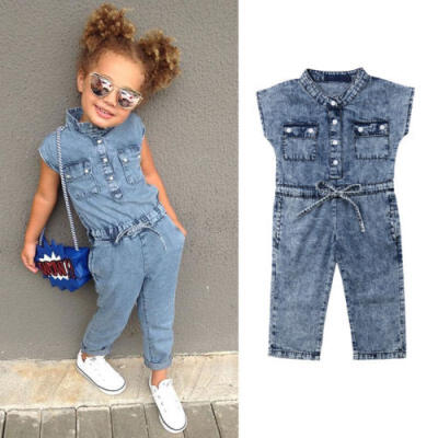 

Summer Toddler Baby Kids Girls Denim Romper Bodysuit Jumpsuit Outfits Clothes CA