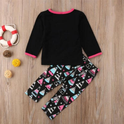 

Kids Baby Girls Happy Camper Long Sleeve T-Shirt Tops Pants Outfit Clothes Set