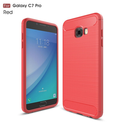 

Fivice Samsung Galaxy C7 Pro case Luxury brushed carbon fiber TPU soft shell