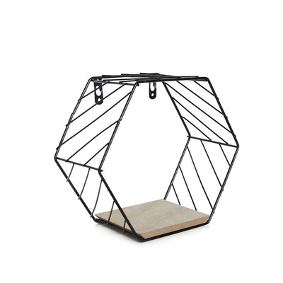 

Simple Hexagon Iron Mesh Wall Hanging Household Decoration Pendant Black Bias