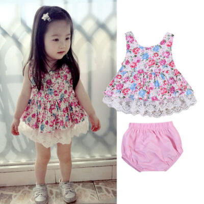 

Infant Newborn Baby Girl Kids T-shirt Floral Tops Dress Shorts Pants Clothes HOT