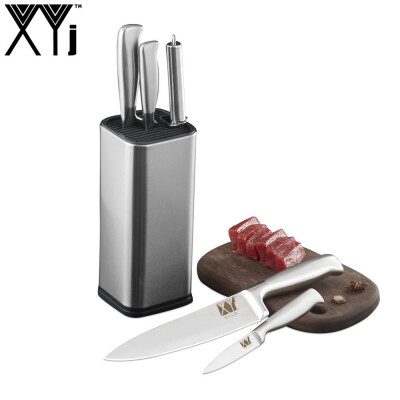 

XYj Kitchen Cooking Tools Stainless Steel Knife 8" inch Knife Holder Sharpener Bar Kitchen Knife 6 PCS