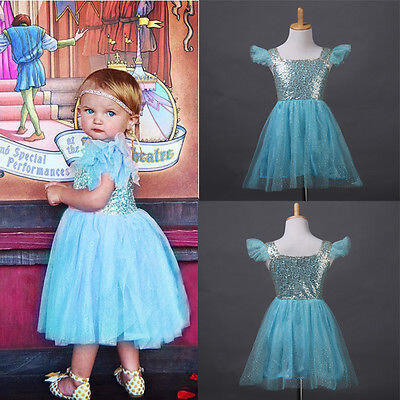 

Children Baby Kids Girls Party Sequins Tulle Lace Tutu Summer Casual Dress 2-11Y