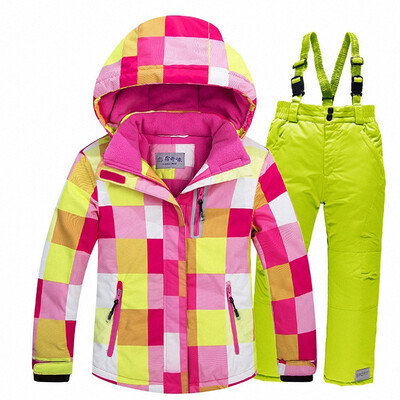 

degrees 2018 Children Ski Suit Set Thick Waterproof Teenage Girl Boy Cold-proof Outdoor Clothes Windproof Winter Suits Kids